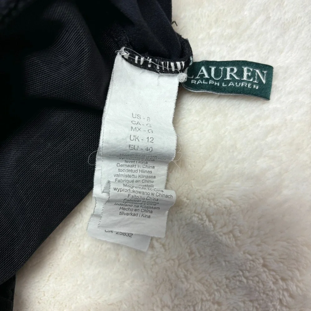 Lauren Ralph Lauren Womens Tankini Top Size 8 Black‎ Padded Beach Resortwear